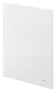Weiße Abdeckung aus Echtglas für Heizungsuniboxen, geliefert von Oventrop, montiert an einer Wand. Klare, minimalistische Gestaltung.